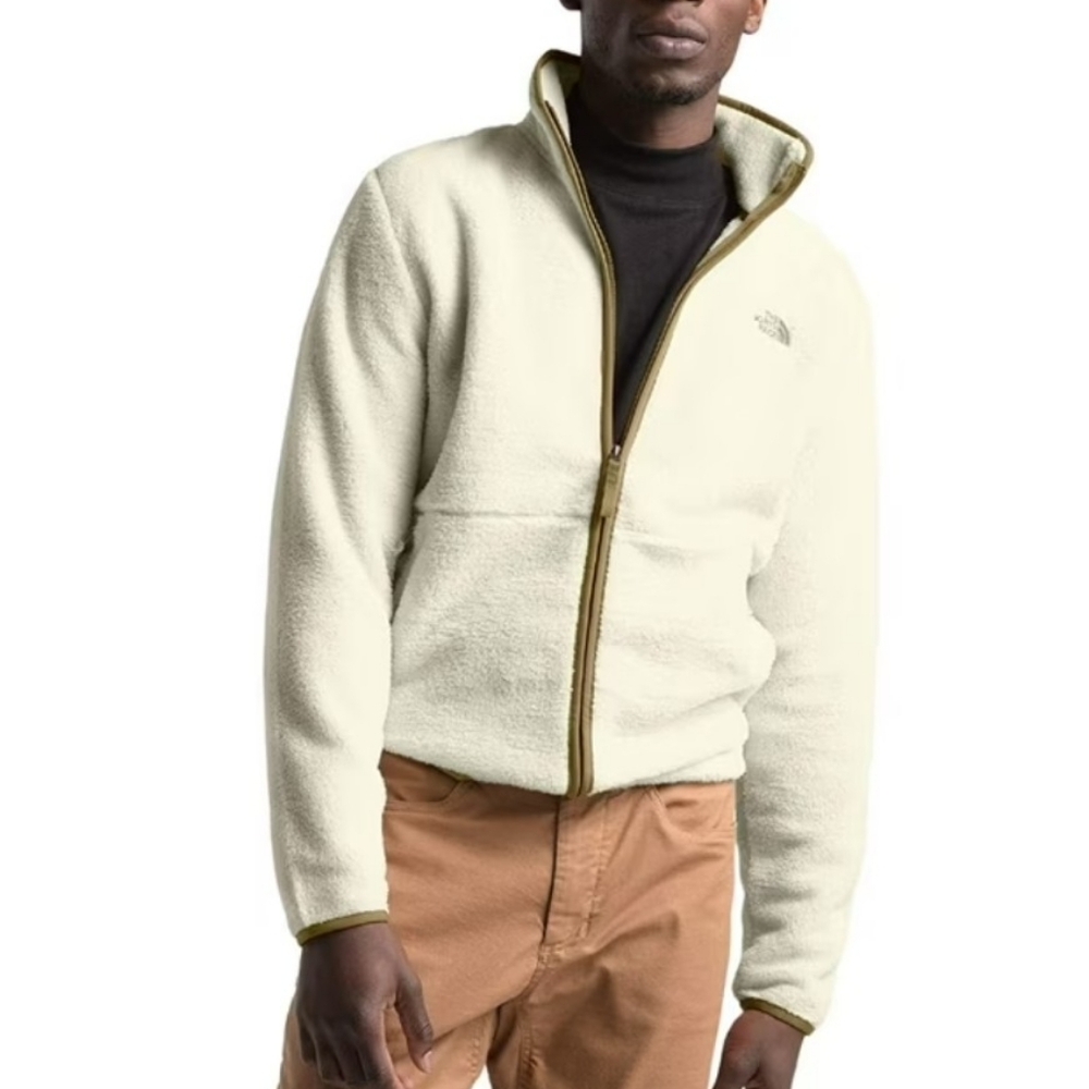 💎 The North Face Men's Off-White Zip-Up Fleece Sweater DUNRAVEN SHERPA #0298